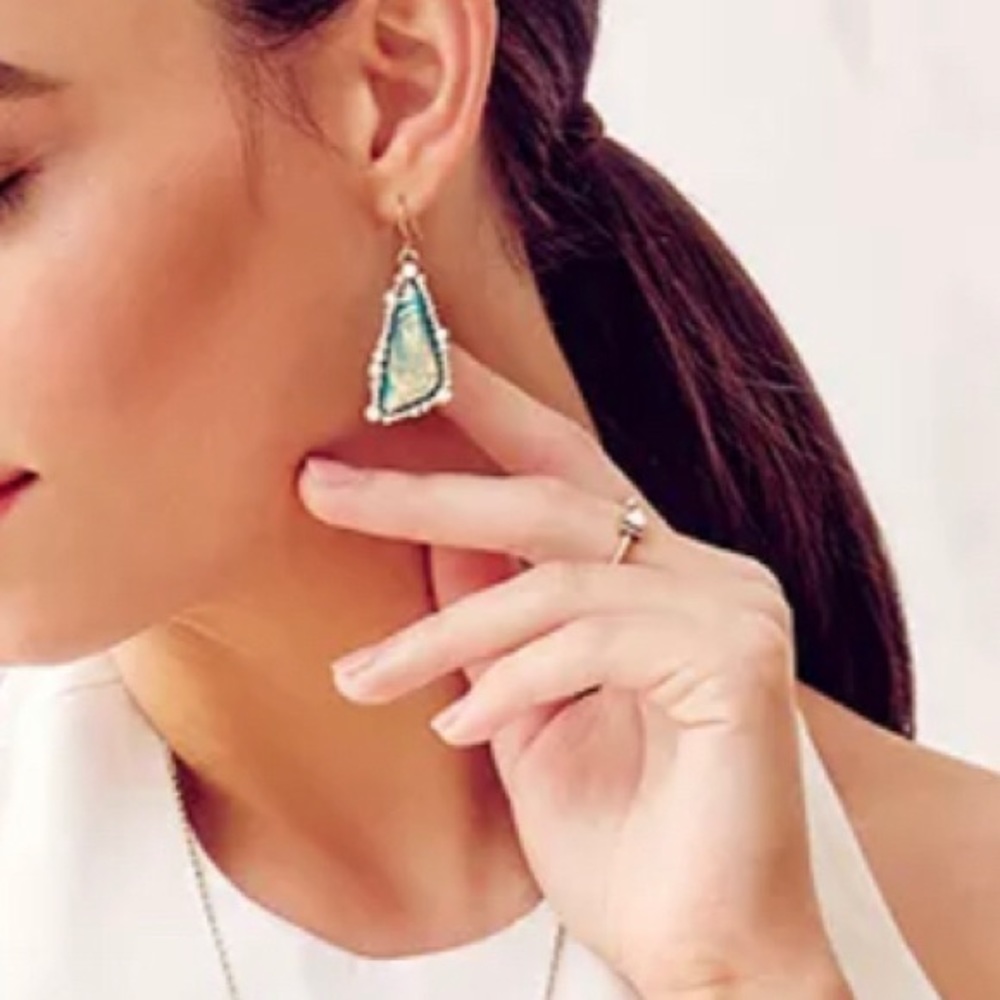 Dazzling Stone Crystal Triangle Earrings. - Picture 3 of 4
